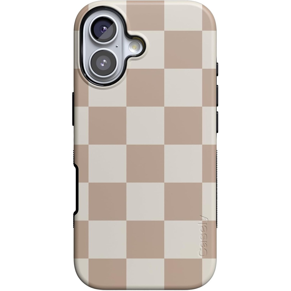 image:imageCasely iPhone 17 Case Starfish Wishes Coral Pink Shimmer Bold Protective Design MagSafe Compatible DesignFit Check Neutral Checkerboard