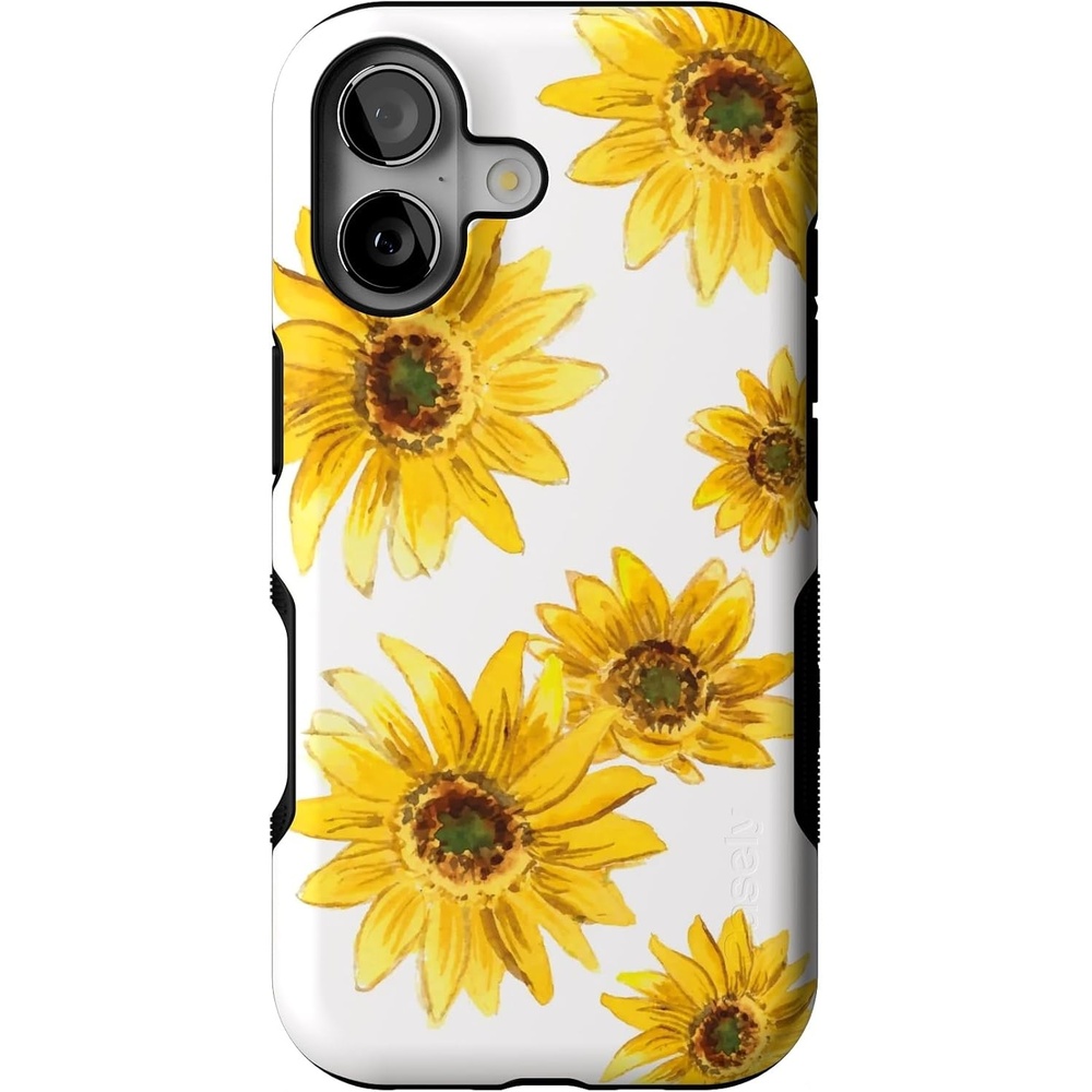 image:imageCasely iPhone 17 Case Starfish Wishes Coral Pink Shimmer Bold Protective Design MagSafe Compatible DesignGolden Garden Yellow Sunflower