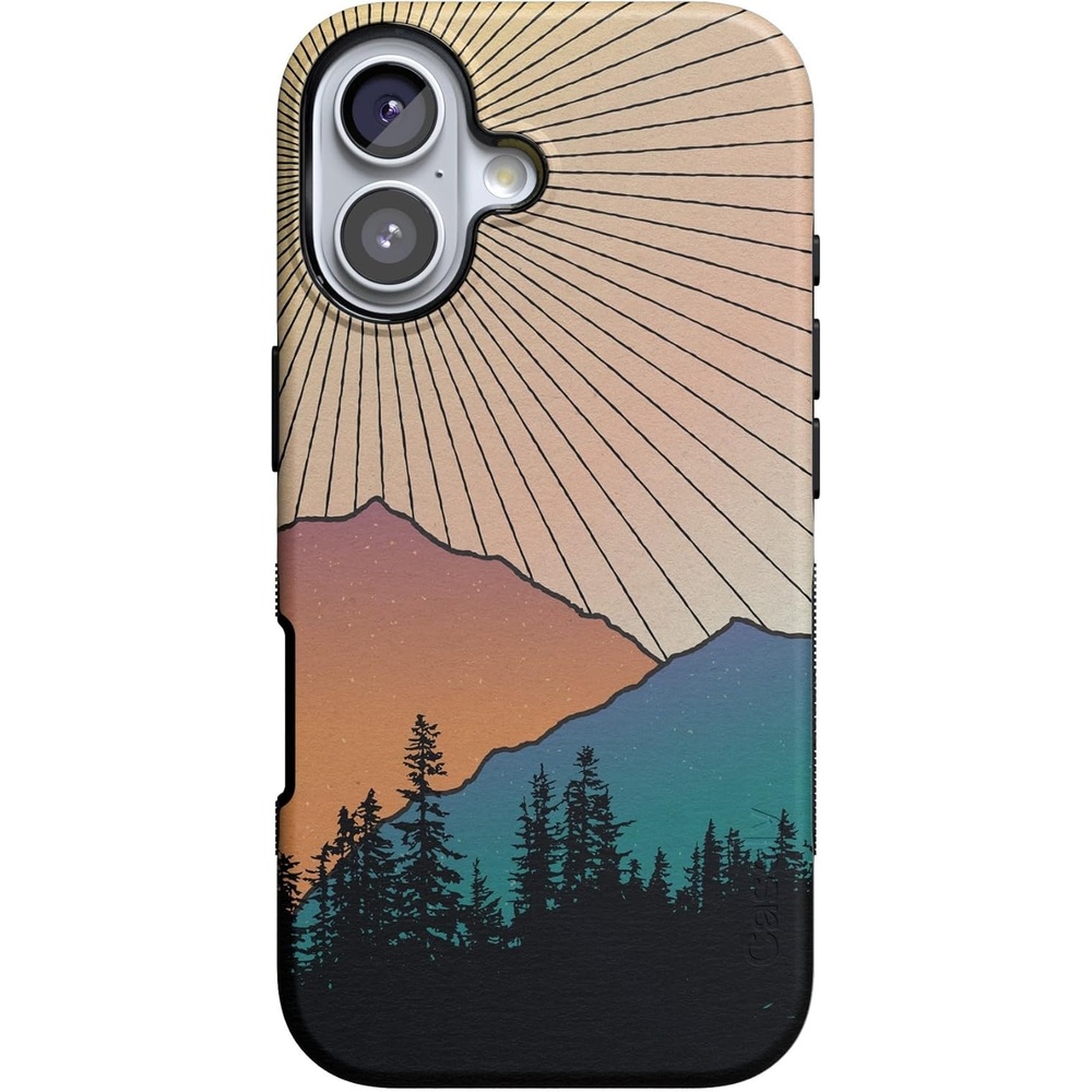 image:imageCasely iPhone 17 Case Starfish Wishes Coral Pink Shimmer Bold Protective Design MagSafe Compatible DesignGolden Hour Mountain Sunset