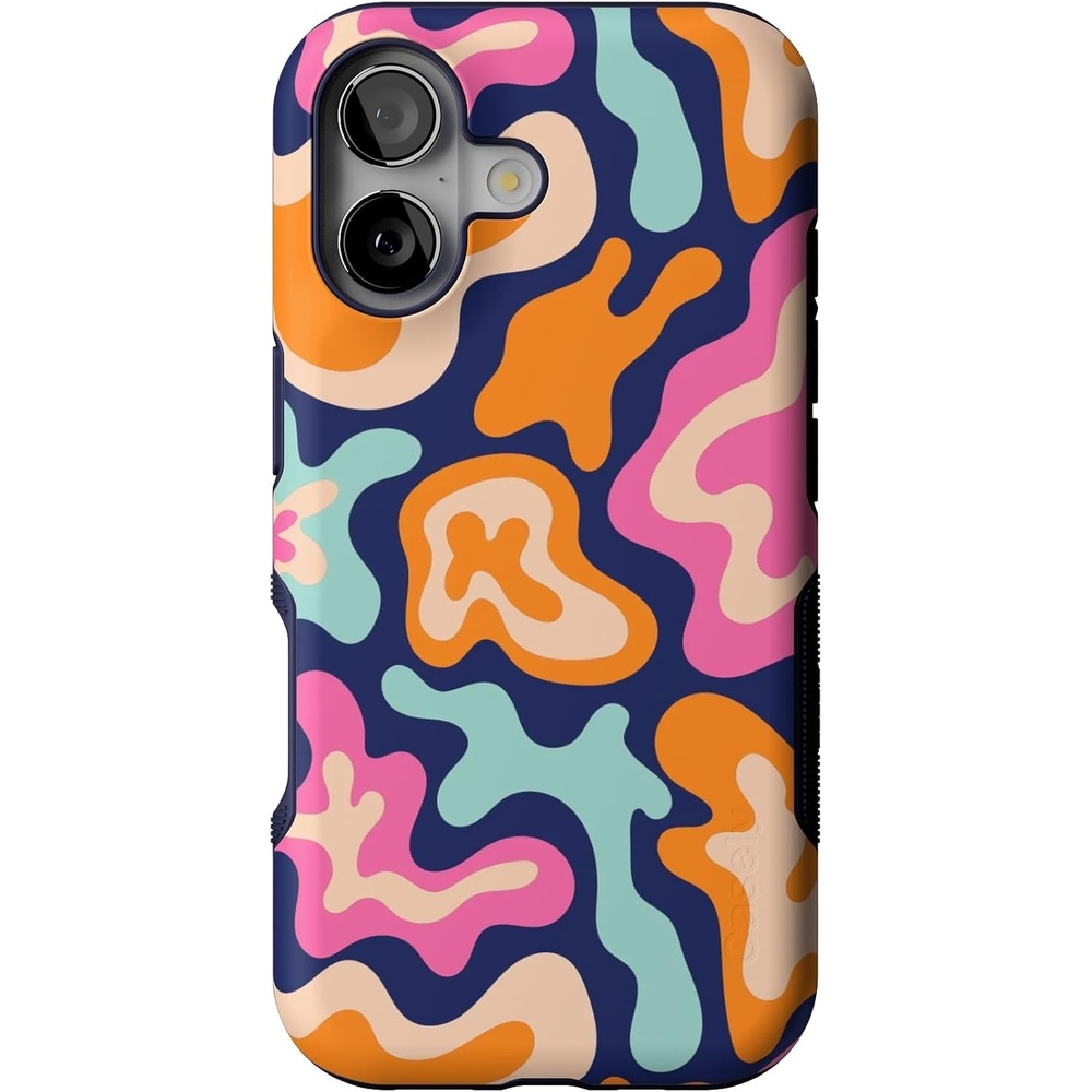 image:imageCasely iPhone 17 Case Starfish Wishes Coral Pink Shimmer Bold Protective Design MagSafe Compatible DesignMidnight Color Splash Abstract Retro
