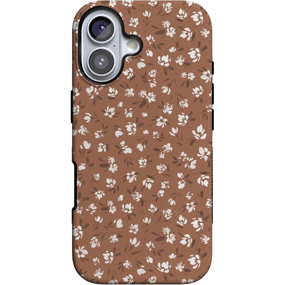 image:imageCasely iPhone 17 Case Starfish Wishes Coral Pink Shimmer Bold Protective Design MagSafe Compatible DesignMocha Meadow Tiny Flowers