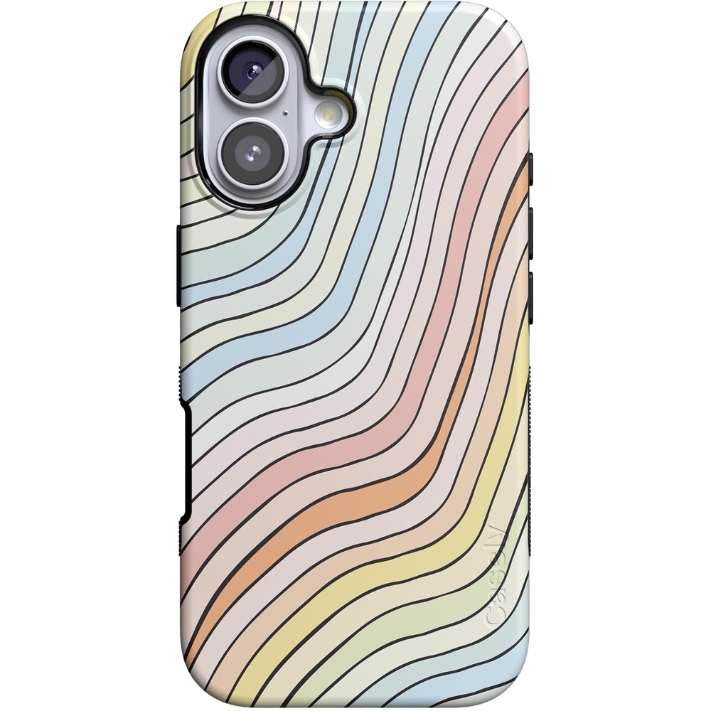 image:imageCasely iPhone 17 Case Starfish Wishes Coral Pink Shimmer Bold Protective Design MagSafe Compatible DesignRide The Wave Pastel Rainbow Lined