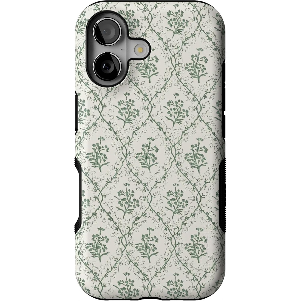 image:imageCasely iPhone 17 Case Starfish Wishes Coral Pink Shimmer Bold Protective Design MagSafe Compatible DesignSage Tapestry Floral Vines