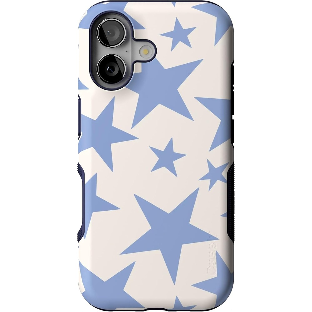 image:imageCasely iPhone 17 Case Starfish Wishes Coral Pink Shimmer Bold Protective Design MagSafe Compatible DesignStars Align Blue White Stars