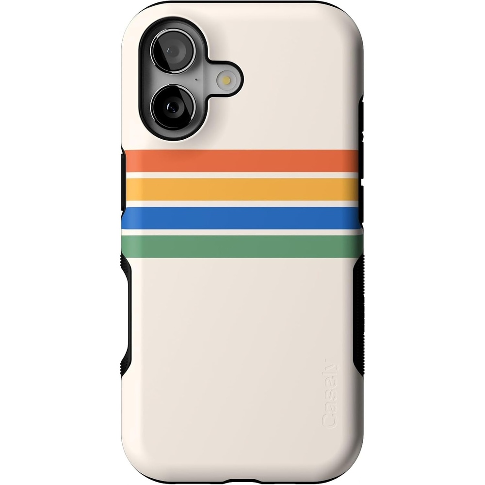 image:imageCasely iPhone 17 Case Starfish Wishes Coral Pink Shimmer Bold Protective Design MagSafe Compatible DesignTotally Groovy Rainbow Stripes Color Block