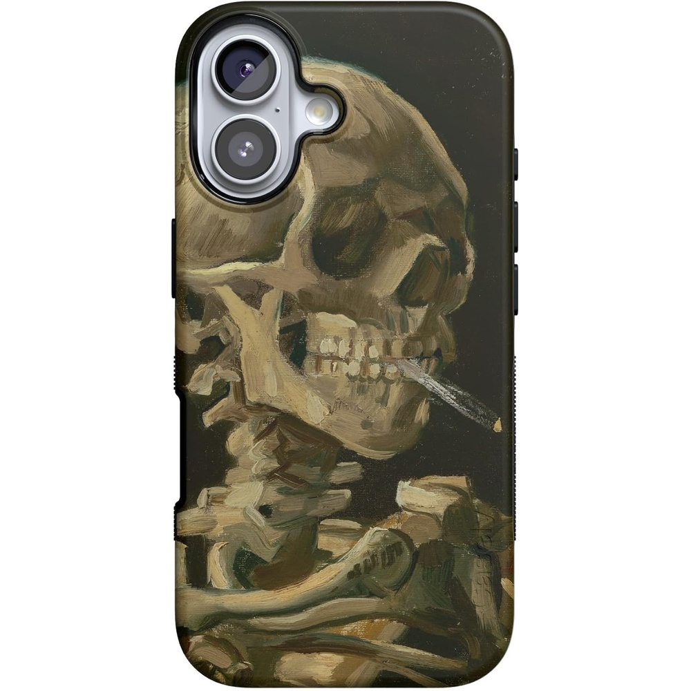 image:imageCasely iPhone 17 Case Starfish Wishes Coral Pink Shimmer Bold Protective Design MagSafe Compatible DesignVan Gogh Skull of a Skeleton with Burning Cig