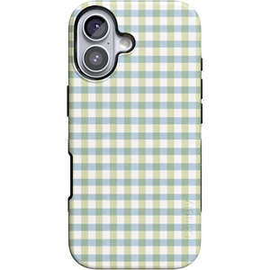 Casely iPhone 17 Case | Pastel Picnic | Blue & Green Gingham | Bold Protective Design | Compatible with MagSafe