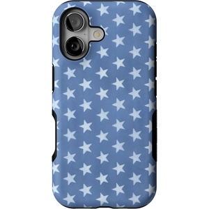 Casely iPhone 17 Case | Starfish Wishes | Coral Pink Shimmer | Bold Protective Design | MagSafe Compatible Design(Coastal Blues | Denim Stars)
