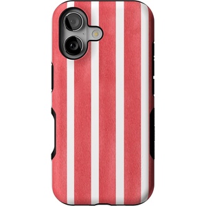 Casely iPhone 17 Case | Starfish Wishes | Coral Pink Shimmer | Bold Protective Design | MagSafe Compatible Design(East Coast Summer | Red Stripes)