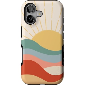 Casely iPhone 17 Case | Starfish Wishes | Coral Pink Shimmer | Bold Protective Design | MagSafe Compatible Design(Here Comes the Sun | Colorblock Sunset)