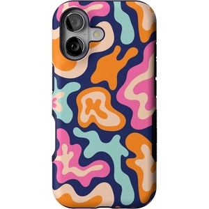 Casely iPhone 17 Case | Starfish Wishes | Coral Pink Shimmer | Bold Protective Design | MagSafe Compatible Design(Midnight Color Splash | Abstract Retro)