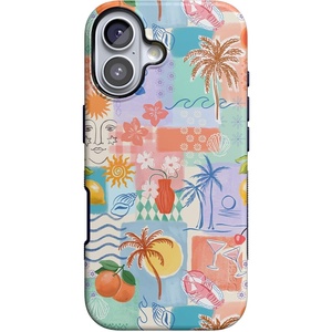 Casely iPhone 17 Case | Starfish Wishes | Coral Pink Shimmer | Bold Protective Design | MagSafe Compatible Design(Tropical Heat | Beachy Collage)