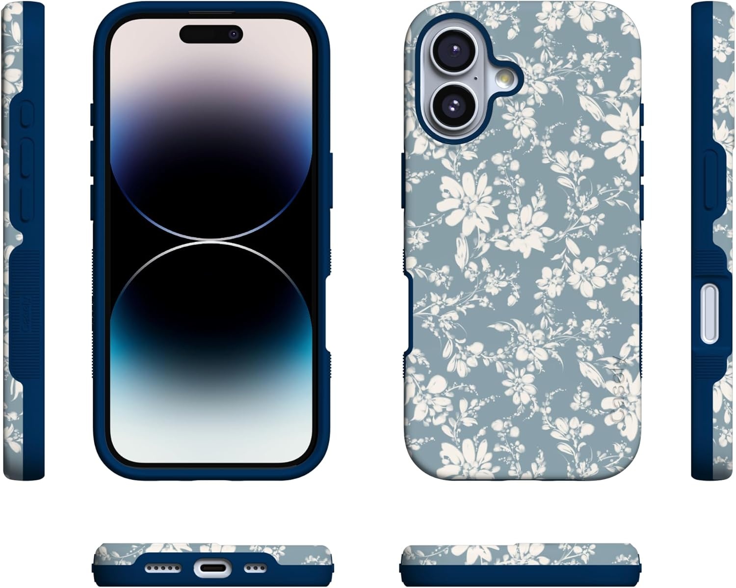 image:imageCasely iPhone 17 Case Afternoon Tea Blue Floral Bold Protective Design Compatible with MagSafe