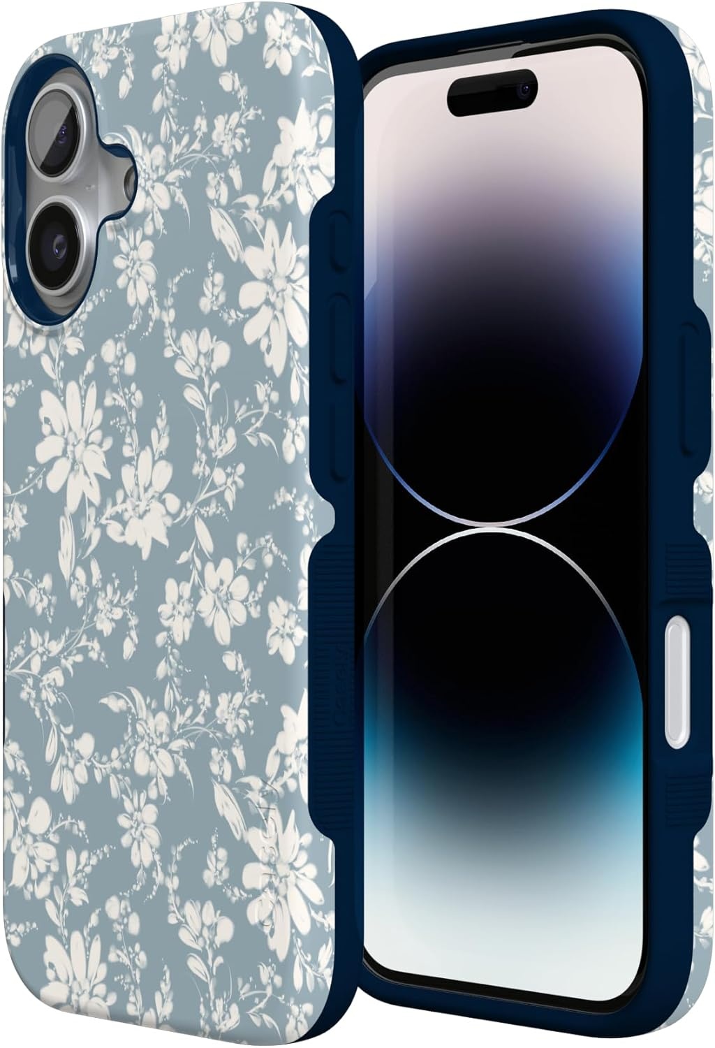 image:imageCasely iPhone 17 Case Afternoon Tea Blue Floral Bold Protective Design Compatible with MagSafe