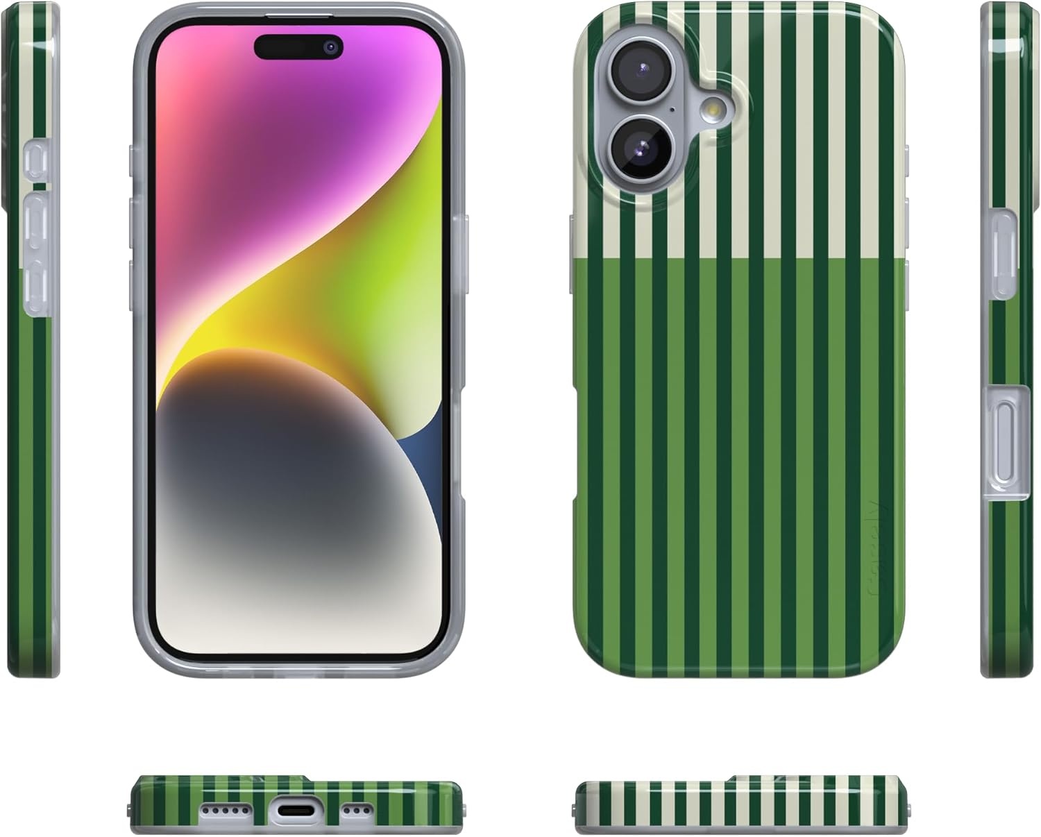 image:imageCasely iPhone 17 Case Clubhouse Fairway Stripes Compatible with MagSafe Classic Ultra Thin Design