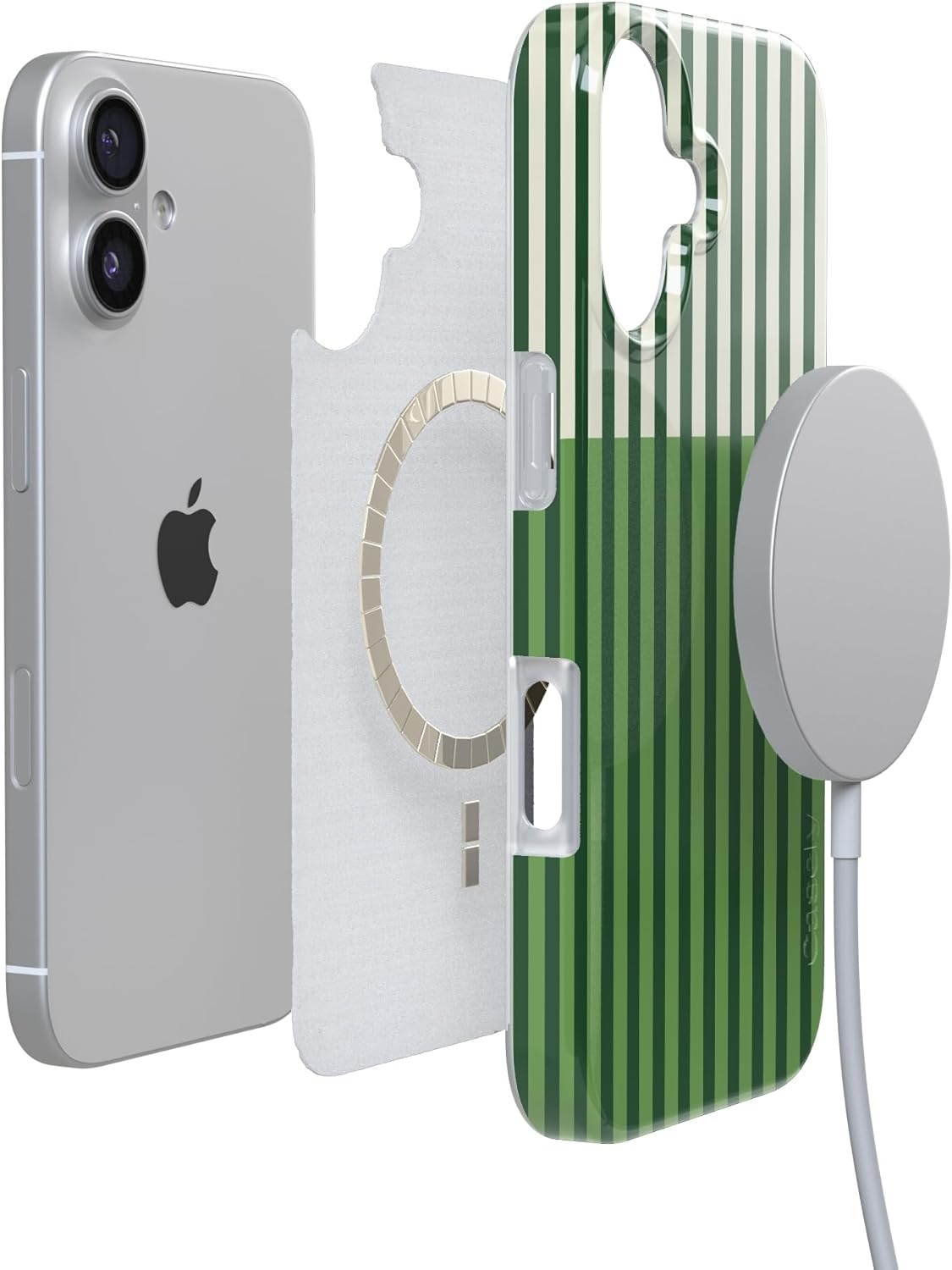 image:imageCasely iPhone 17 Case Clubhouse Fairway Stripes Compatible with MagSafe Classic Ultra Thin Design