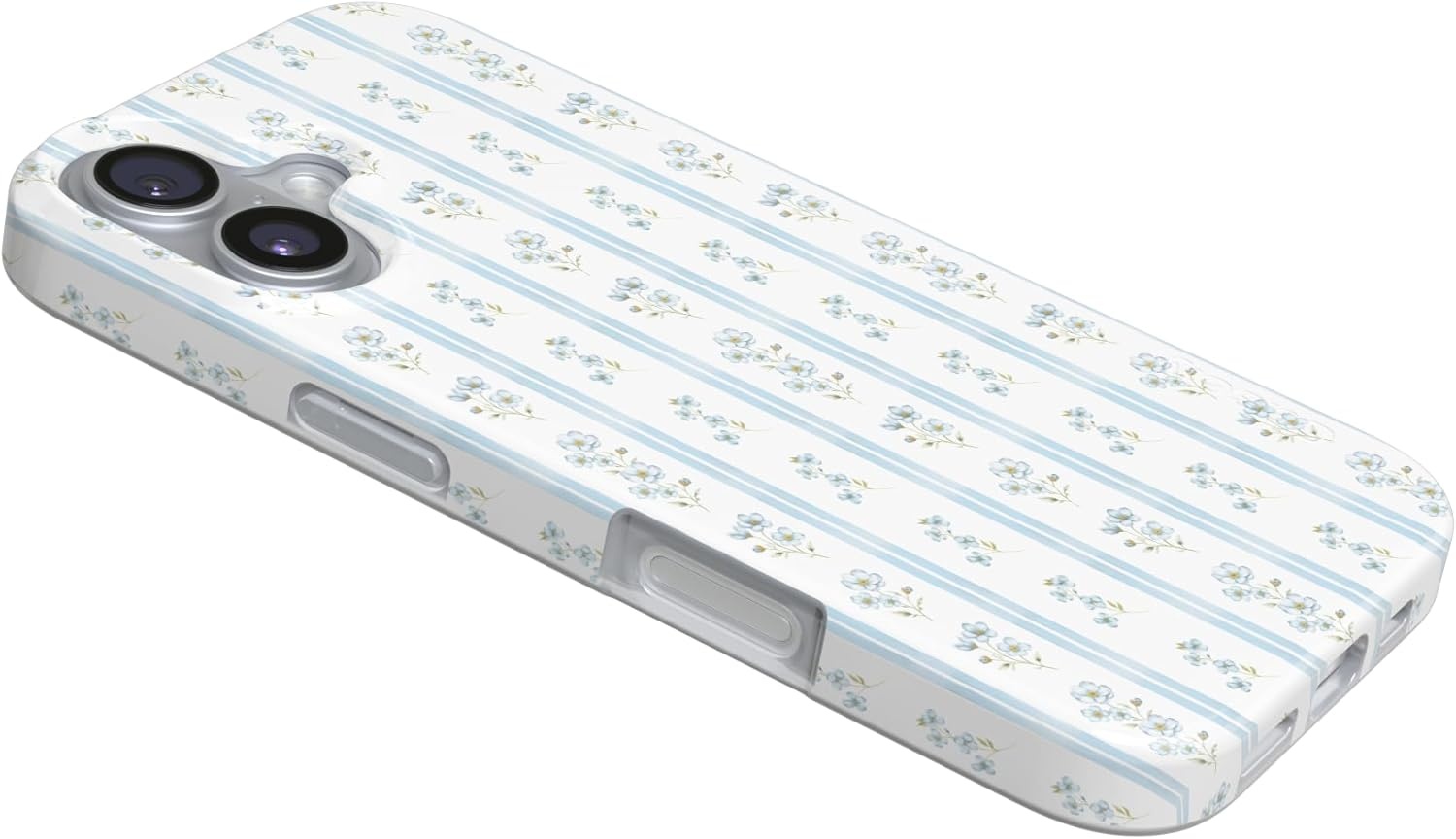 image:imageCasely iPhone 17 Case Cottage Stripe Blue Floral Compatible with MagSafe Classic Ultra Thin Design