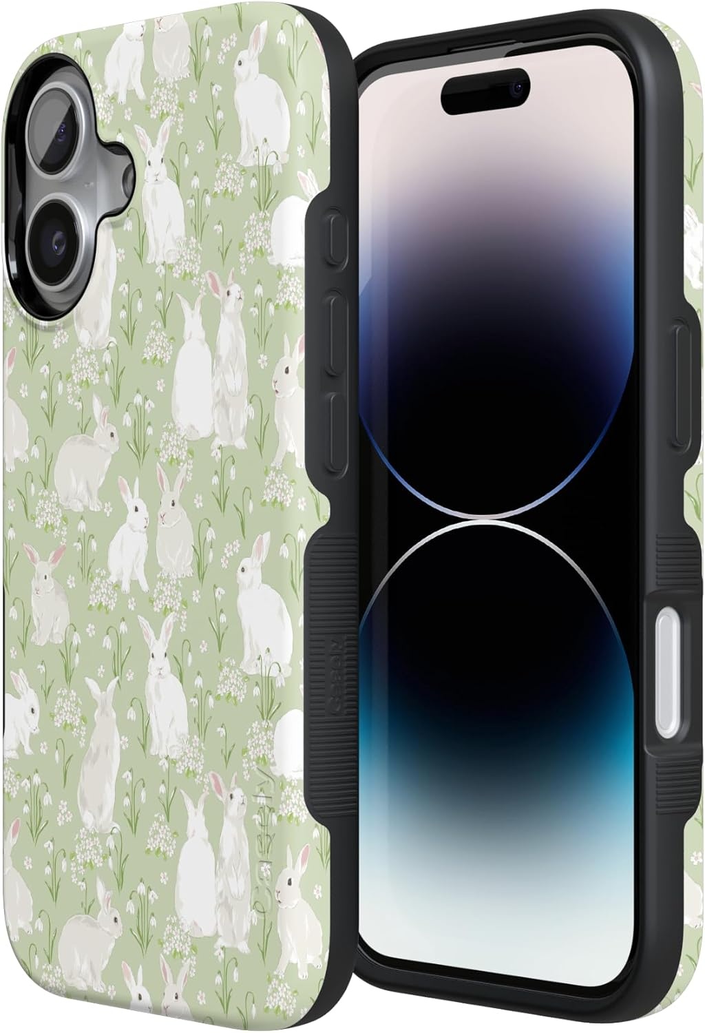 image:imageCasely iPhone 17 Case Hop to it Green Bunny Bold Protective Design Compatible with MagSafe