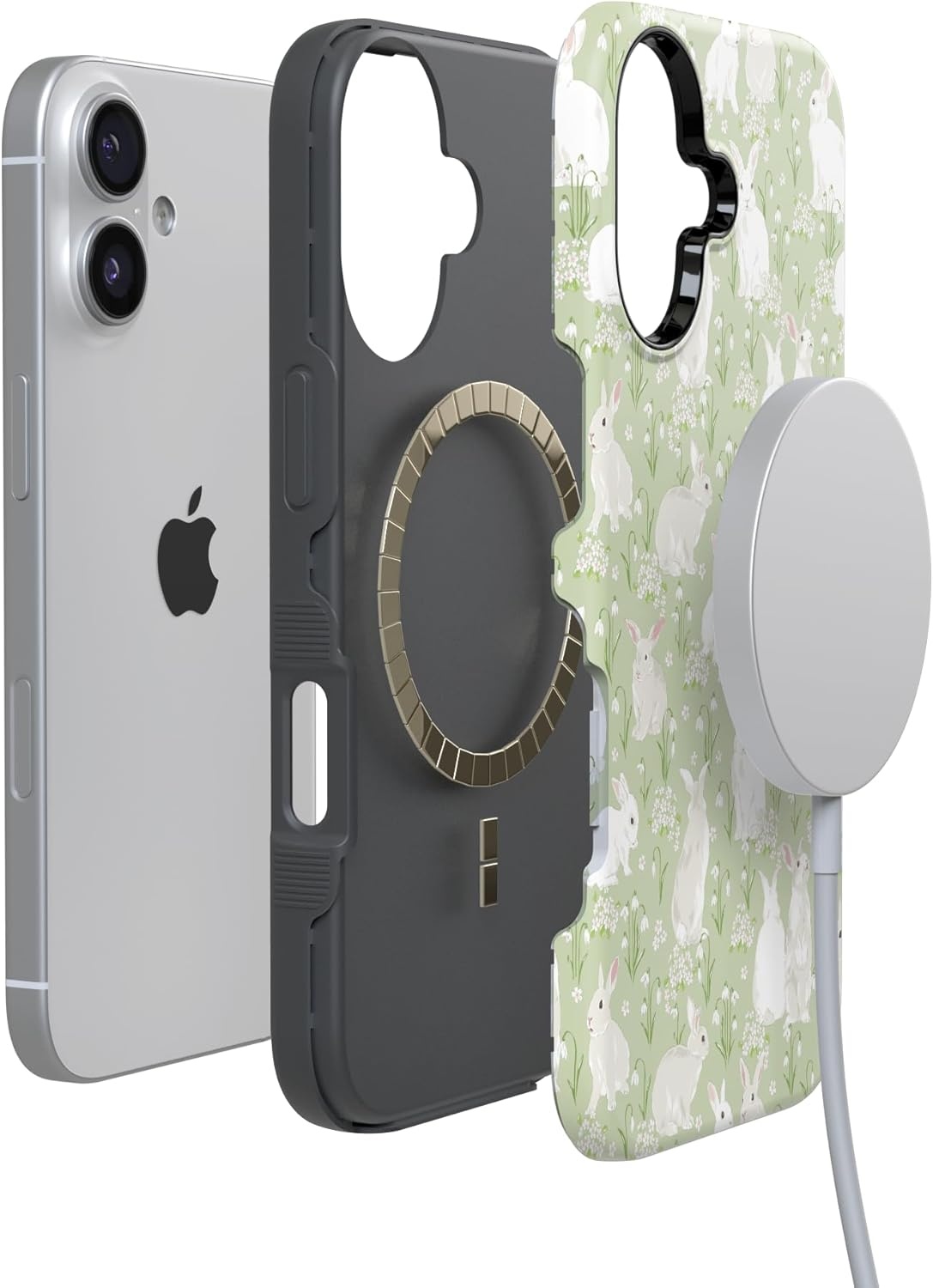 image:imageCasely iPhone 17 Case Hop to it Green Bunny Bold Protective Design Compatible with MagSafe