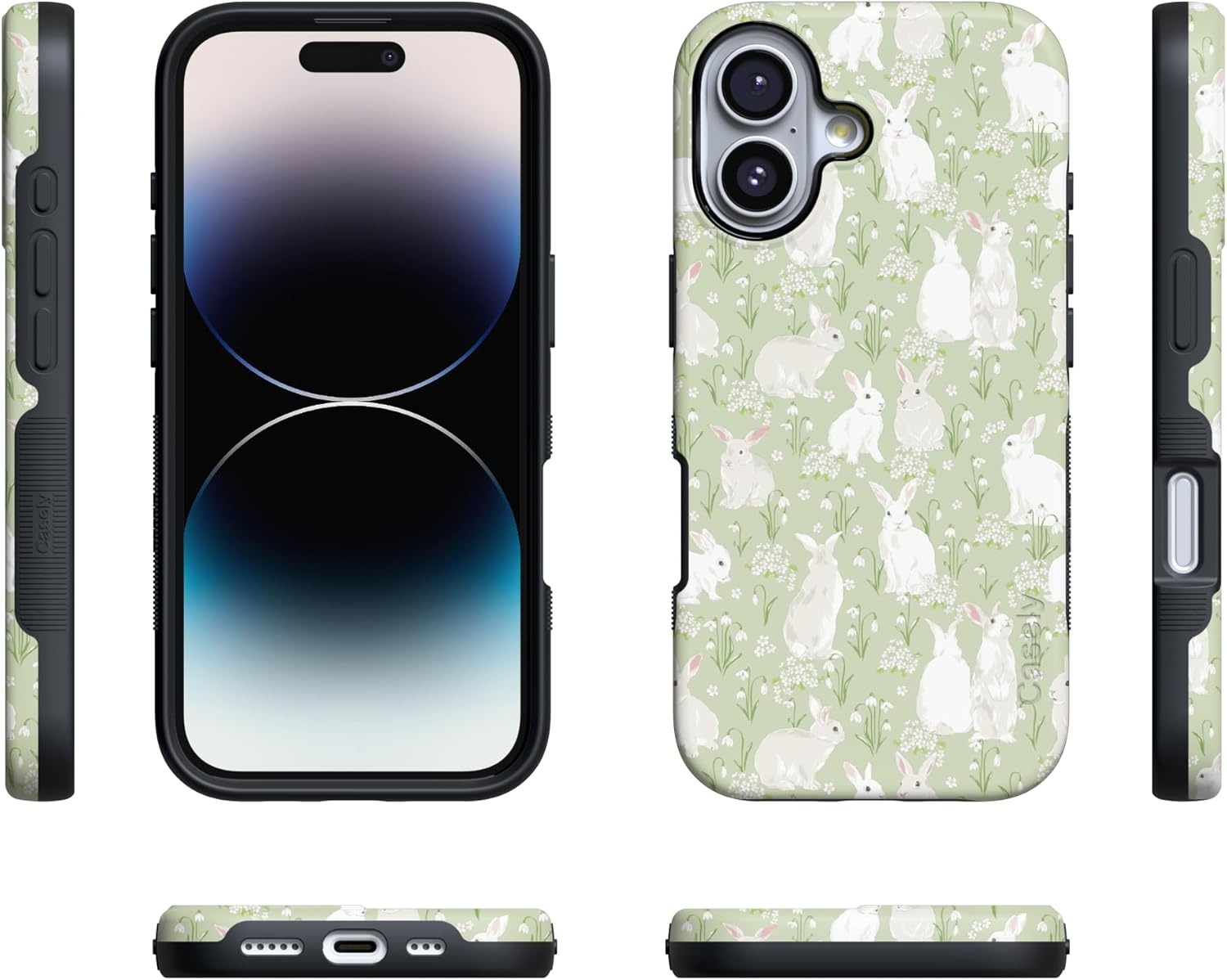 image:imageCasely iPhone 17 Case Hop to it Green Bunny Bold Protective Design Compatible with MagSafe