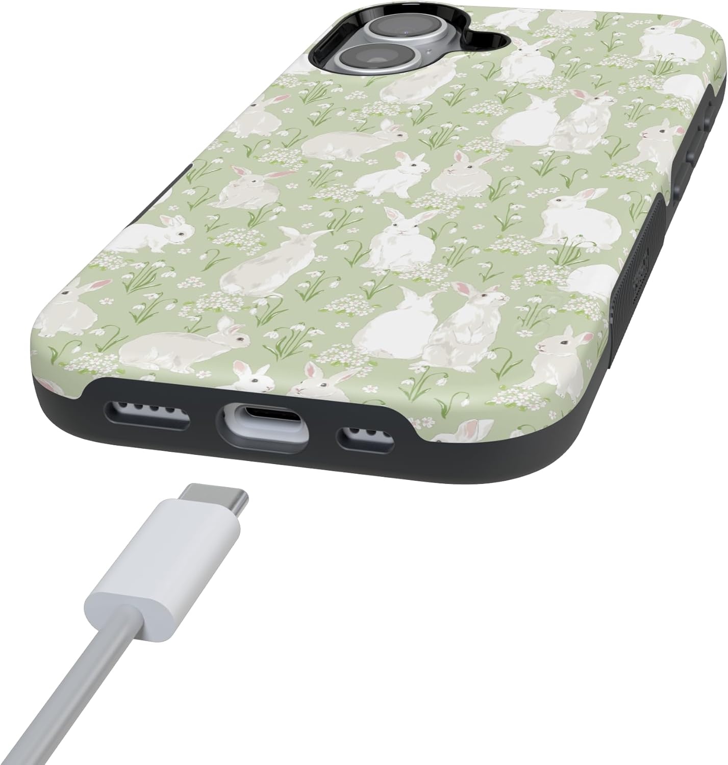image:imageCasely iPhone 17 Case Hop to it Green Bunny Bold Protective Design Compatible with MagSafe