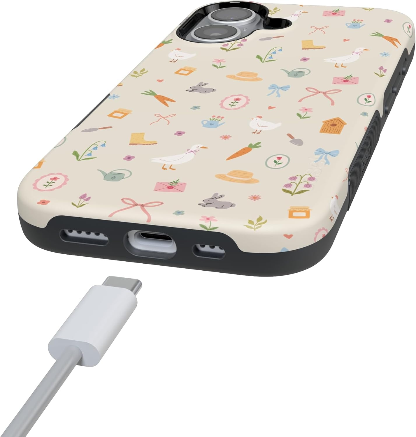 image:imageCasely iPhone 17 Case Hoppy Garden Spring Things Bold Protective Design Compatible with MagSafe
