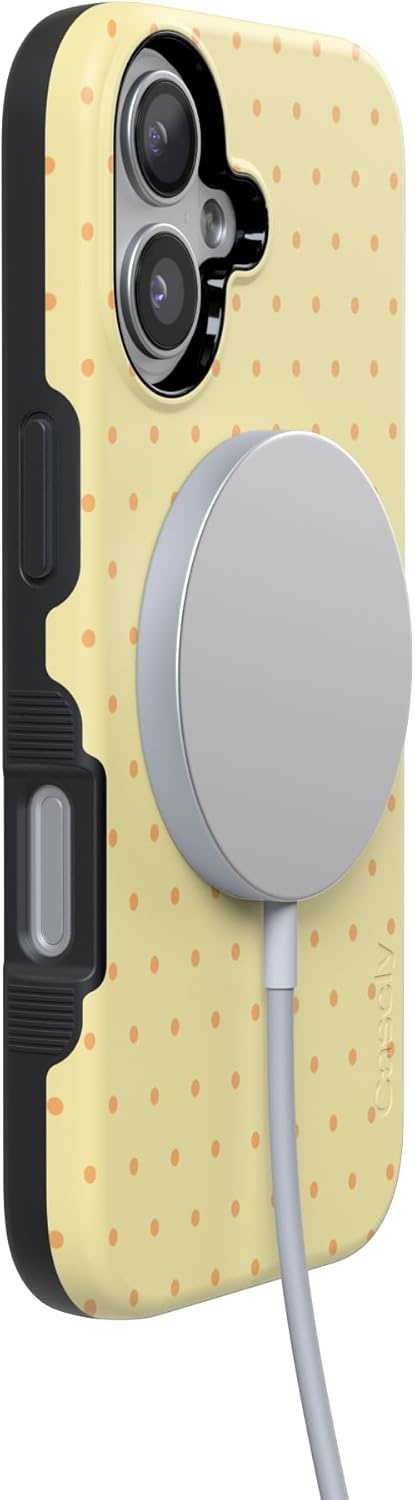 image:imageCasely iPhone 17 Case On the Dot Yellow Polka Dot Bold Protective Design Compatible with MagSafe