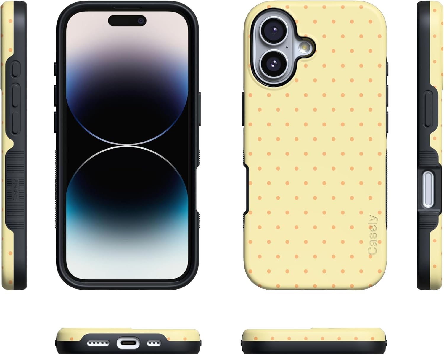 image:imageCasely iPhone 17 Case On the Dot Yellow Polka Dot Bold Protective Design Compatible with MagSafe