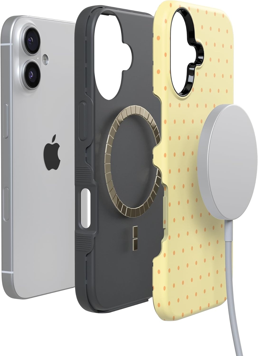 image:imageCasely iPhone 17 Case On the Dot Yellow Polka Dot Bold Protective Design Compatible with MagSafe