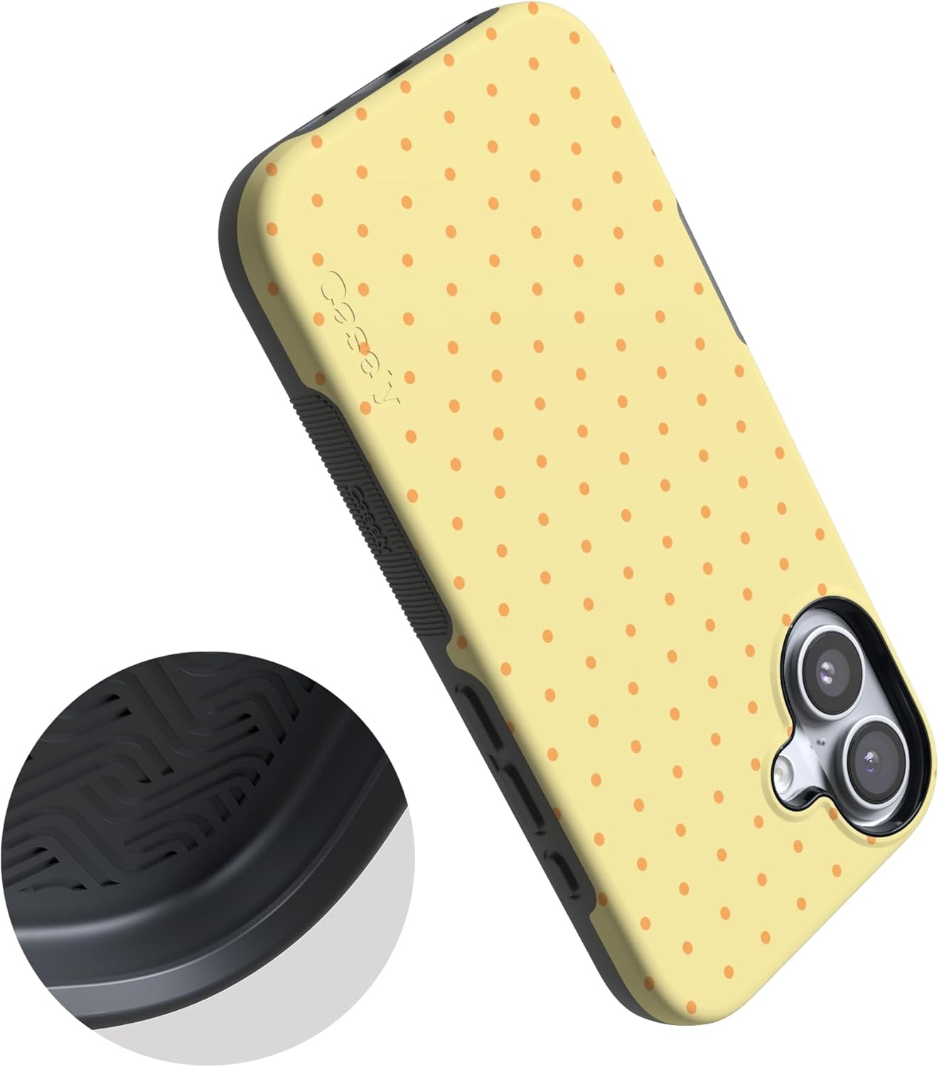 image:imageCasely iPhone 17 Case On the Dot Yellow Polka Dot Bold Protective Design Compatible with MagSafe