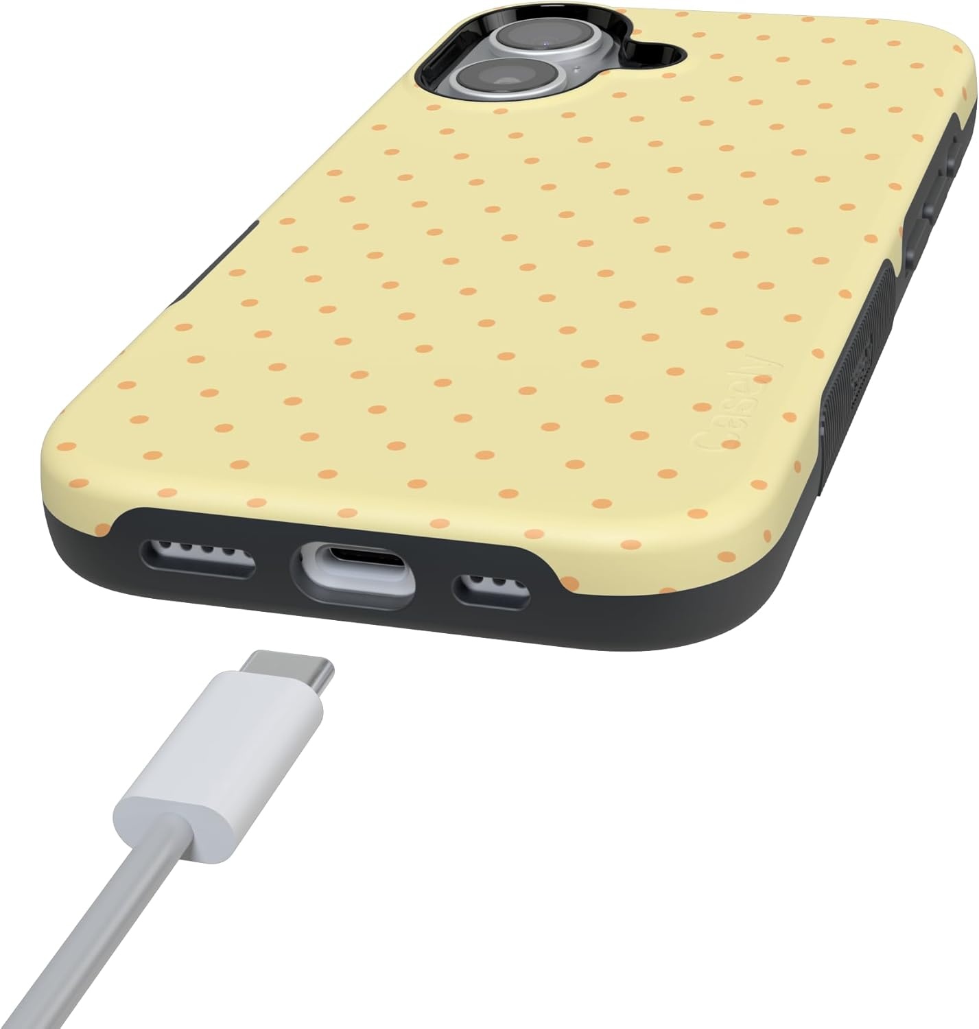image:imageCasely iPhone 17 Case On the Dot Yellow Polka Dot Bold Protective Design Compatible with MagSafe