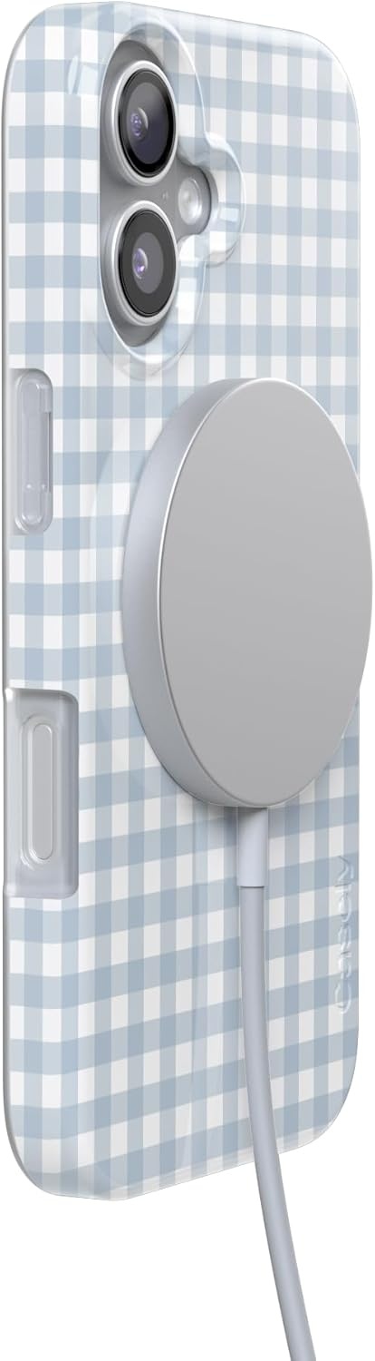 image:imageCasely iPhone 17 Case Pastel Picnic Blue Gingham Compatible with MagSafe Classic Ultra Thin Design
