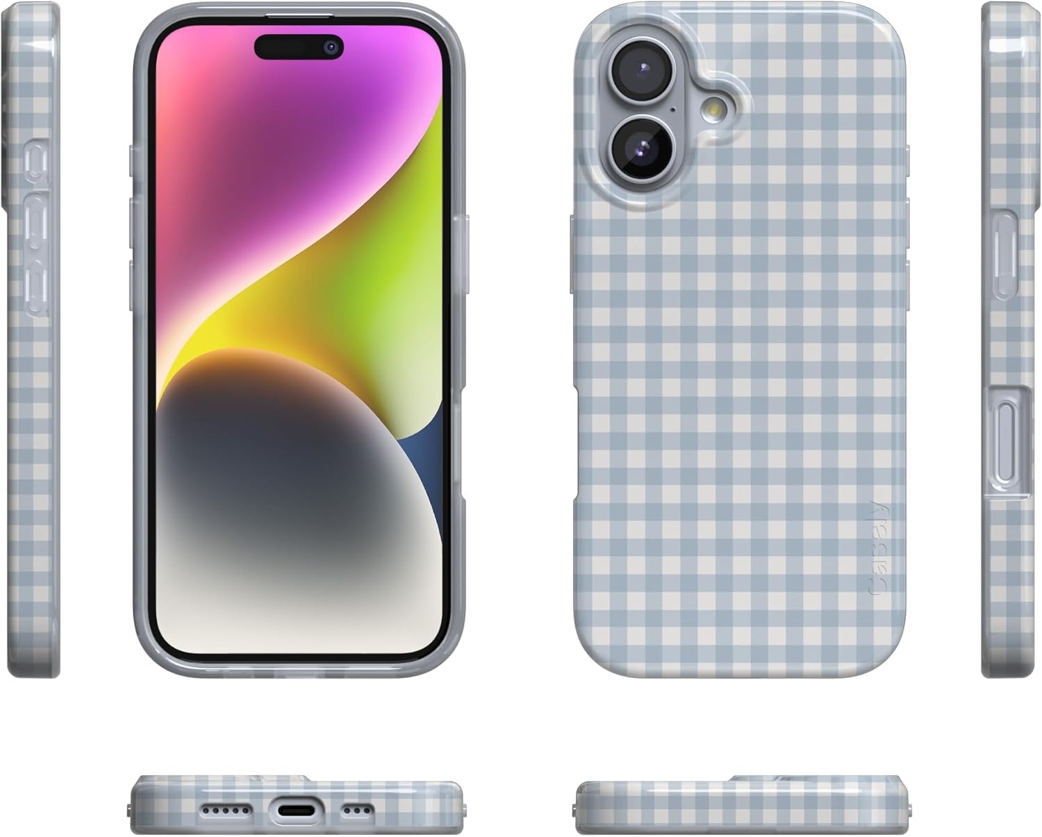 image:imageCasely iPhone 17 Case Pastel Picnic Blue Gingham Compatible with MagSafe Classic Ultra Thin Design