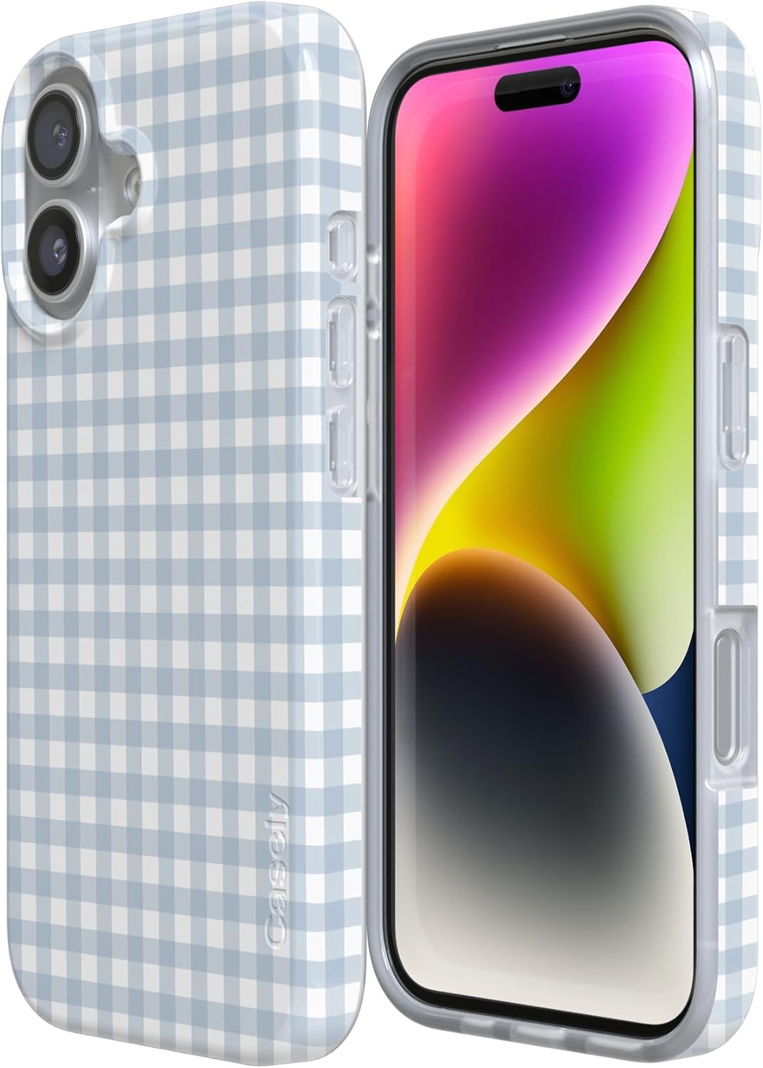 image:imageCasely iPhone 17 Case Pastel Picnic Blue Gingham Compatible with MagSafe Classic Ultra Thin Design
