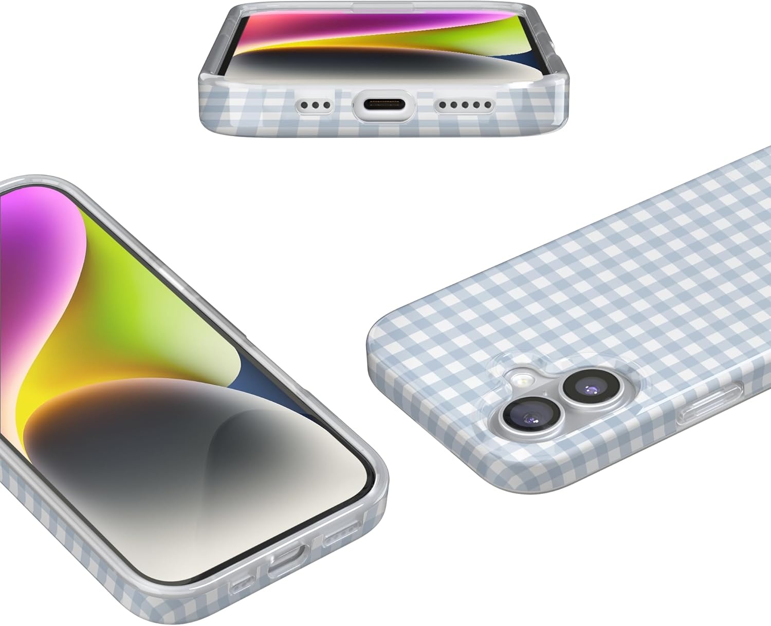image:imageCasely iPhone 17 Case Pastel Picnic Blue Gingham Compatible with MagSafe Classic Ultra Thin Design