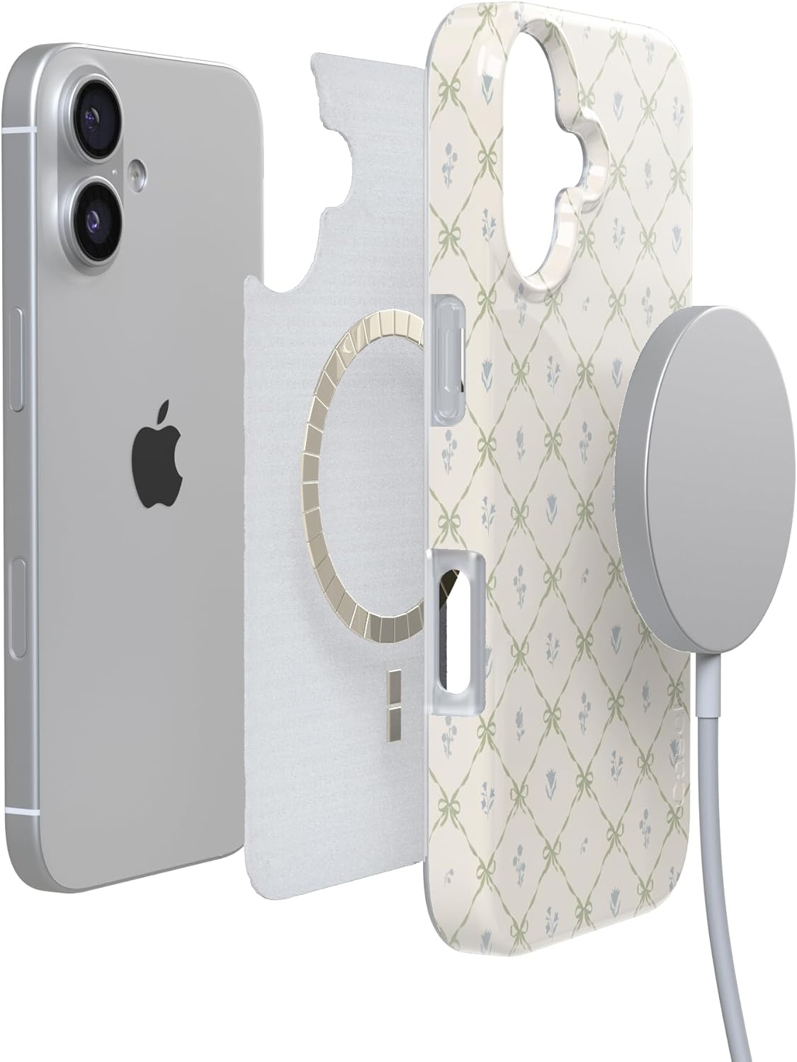 image:imageCasely iPhone 17 Case Petite Petals Floral Dainty Lattice Compatible with MagSafe Classic Ultra Thin Design