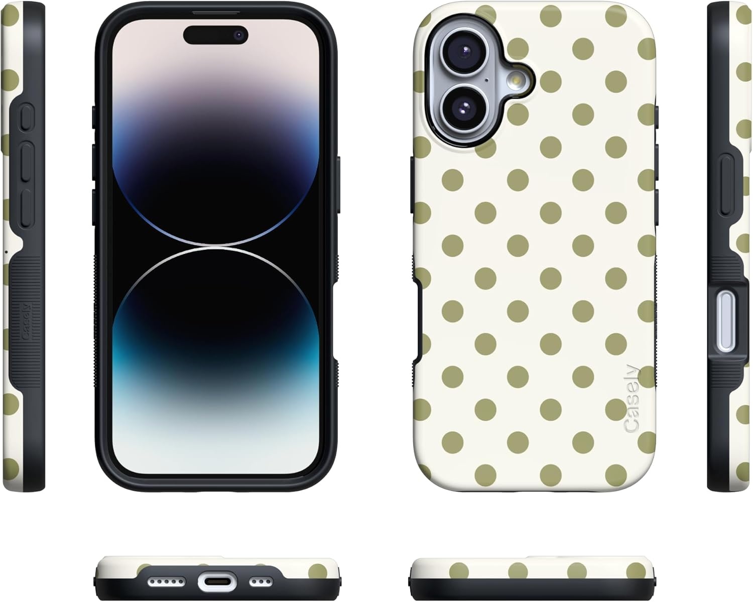 image:imageCasely iPhone 17 Case Spotted in SoHo Green Polka Dot Bold Protective Design Compatible with MagSafe