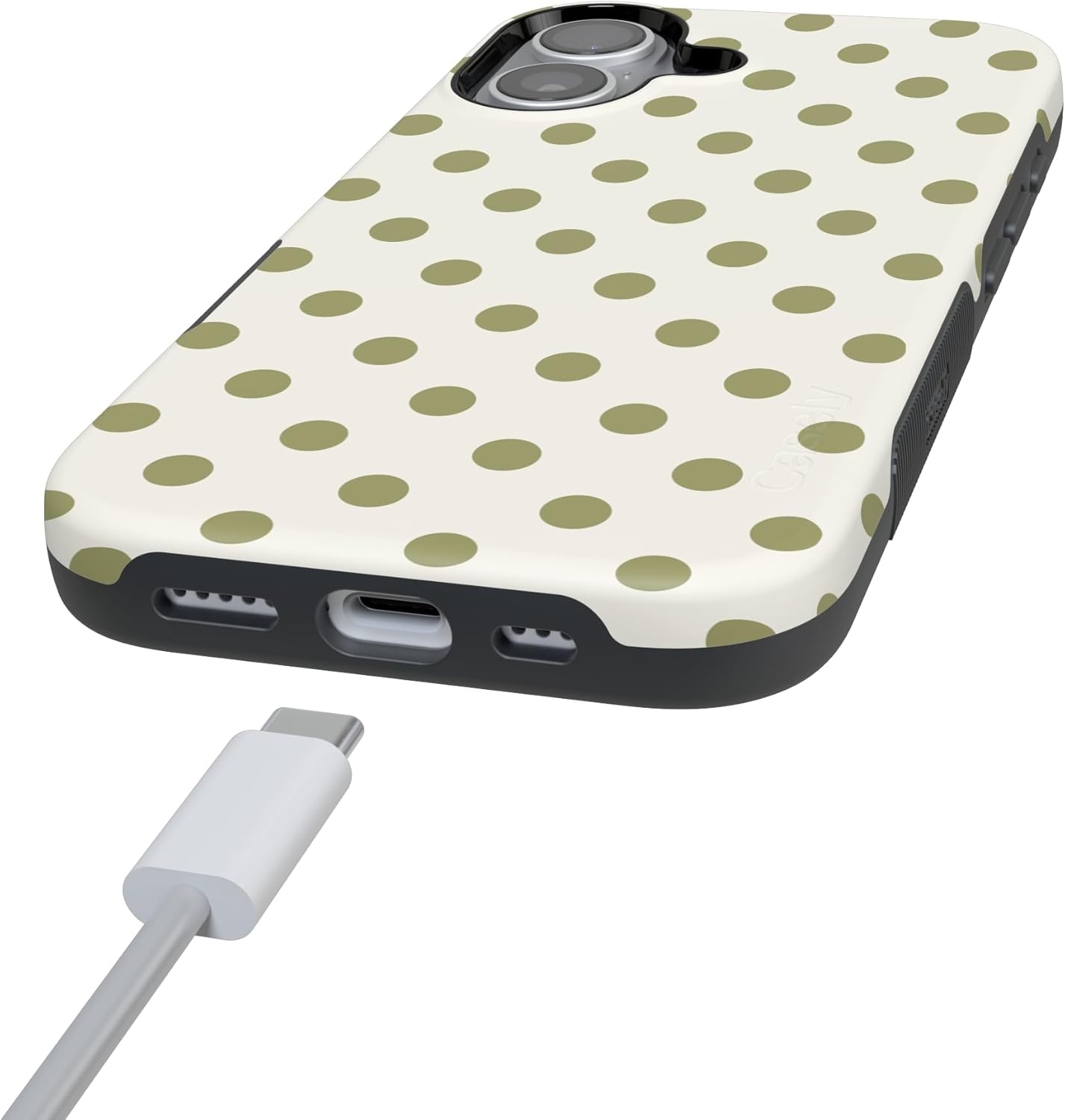 image:imageCasely iPhone 17 Case Spotted in SoHo Green Polka Dot Bold Protective Design Compatible with MagSafe