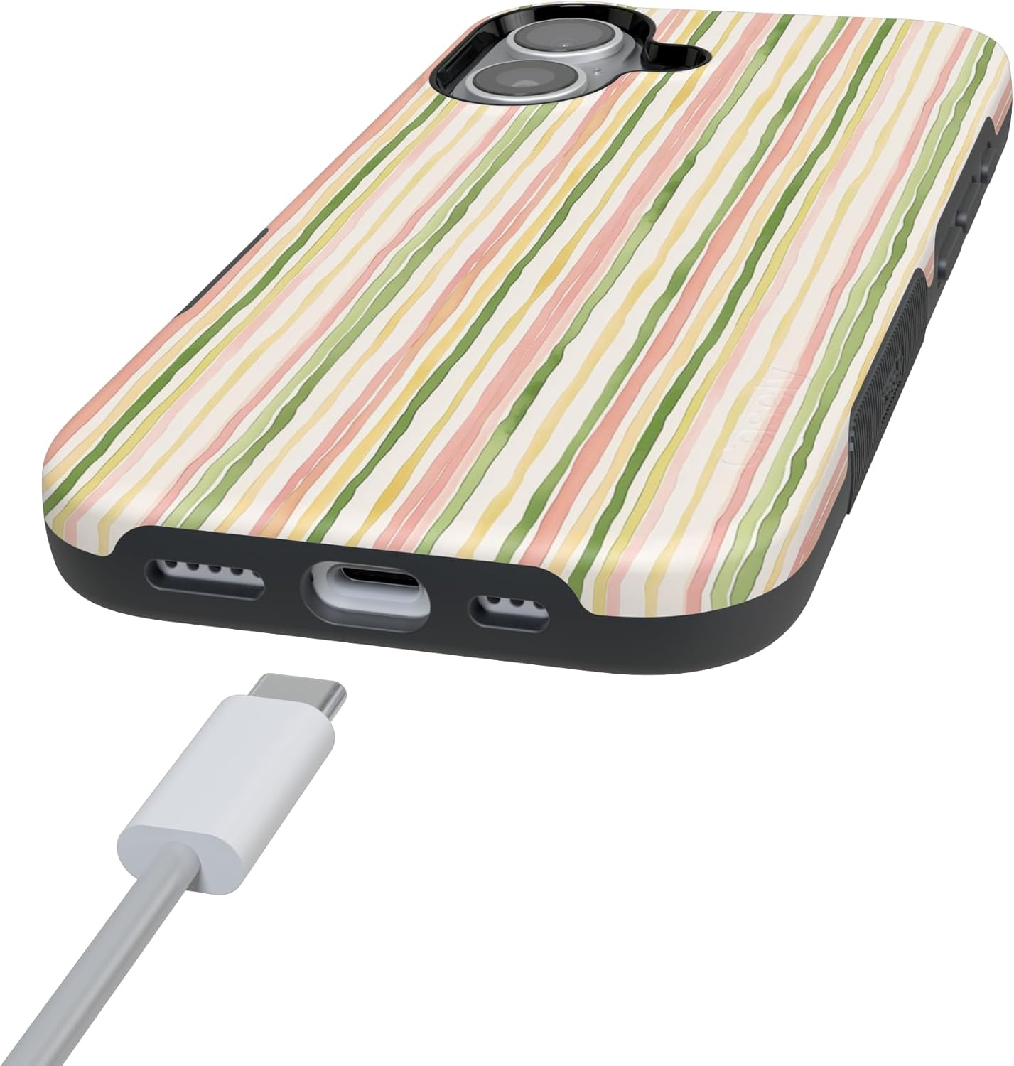 image:imageCasely iPhone 17 Case Sweet Stripes Rainbow Pastel Bold Protective Design Compatible with MagSafe