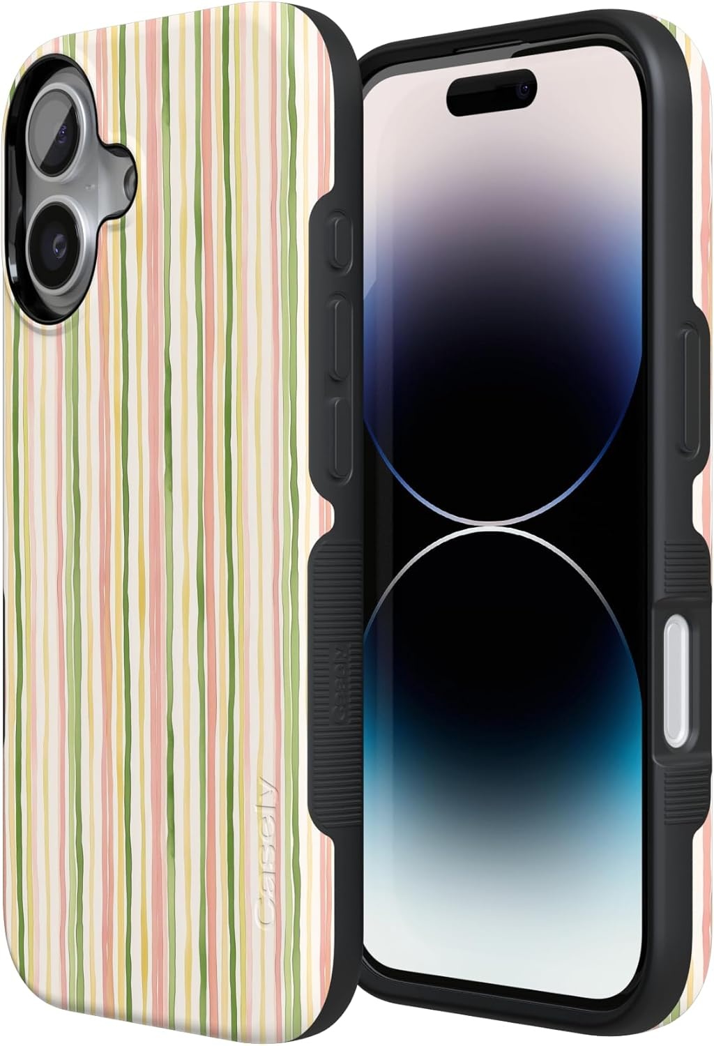 image:imageCasely iPhone 17 Case Sweet Stripes Rainbow Pastel Bold Protective Design Compatible with MagSafe