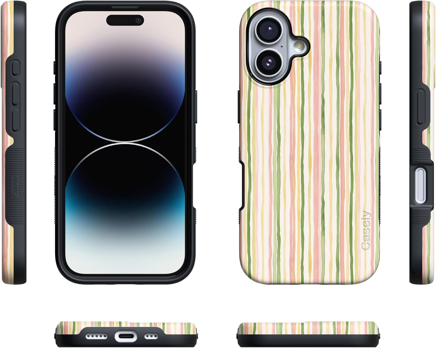 image:imageCasely iPhone 17 Case Sweet Stripes Rainbow Pastel Bold Protective Design Compatible with MagSafe