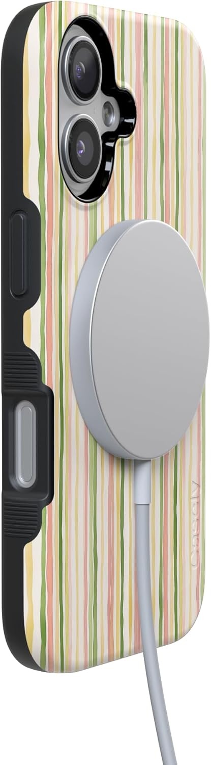 image:imageCasely iPhone 17 Case Sweet Stripes Rainbow Pastel Bold Protective Design Compatible with MagSafe