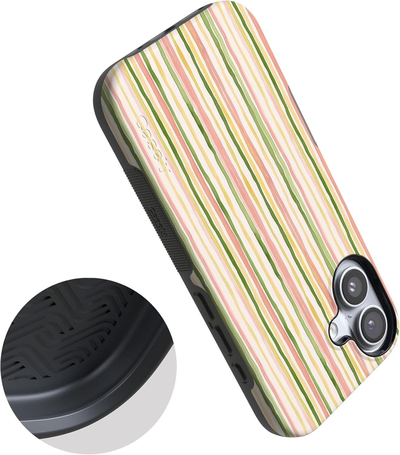 image:imageCasely iPhone 17 Case Sweet Stripes Rainbow Pastel Bold Protective Design Compatible with MagSafe