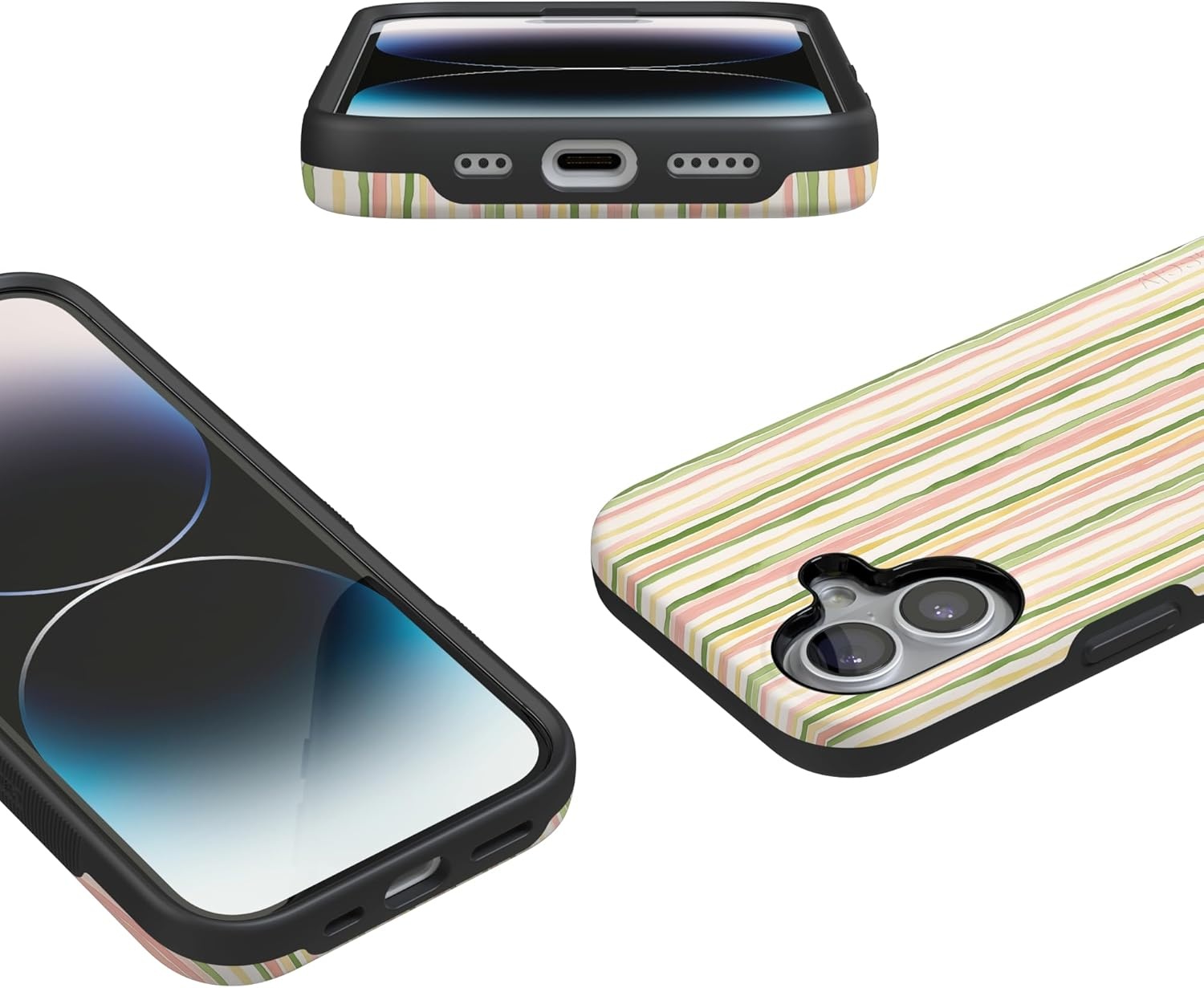 image:imageCasely iPhone 17 Case Sweet Stripes Rainbow Pastel Bold Protective Design Compatible with MagSafe