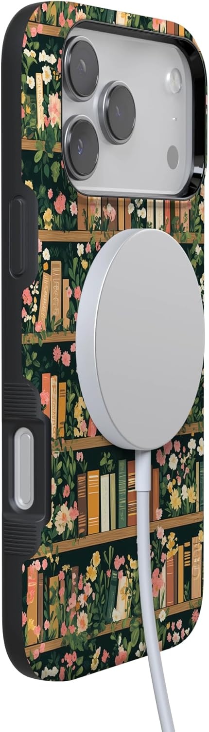 image:imageCasely iPhone 17 Pro Case Into the Wild Black Leopard Bold Protective Design MagSafe Compatible DesignBook Nook Floral Library