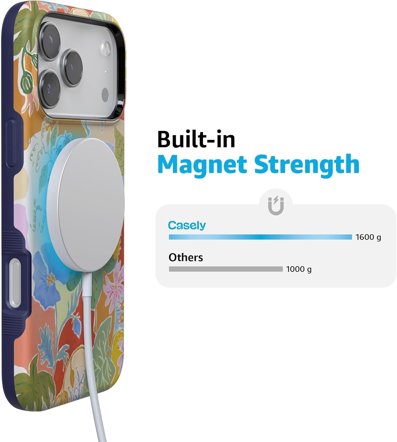 image:imageCasely iPhone 17 Pro Case Into the Wild Black Leopard Bold Protective Design MagSafe Compatible DesignBotanical Blooms Floral Patchwork