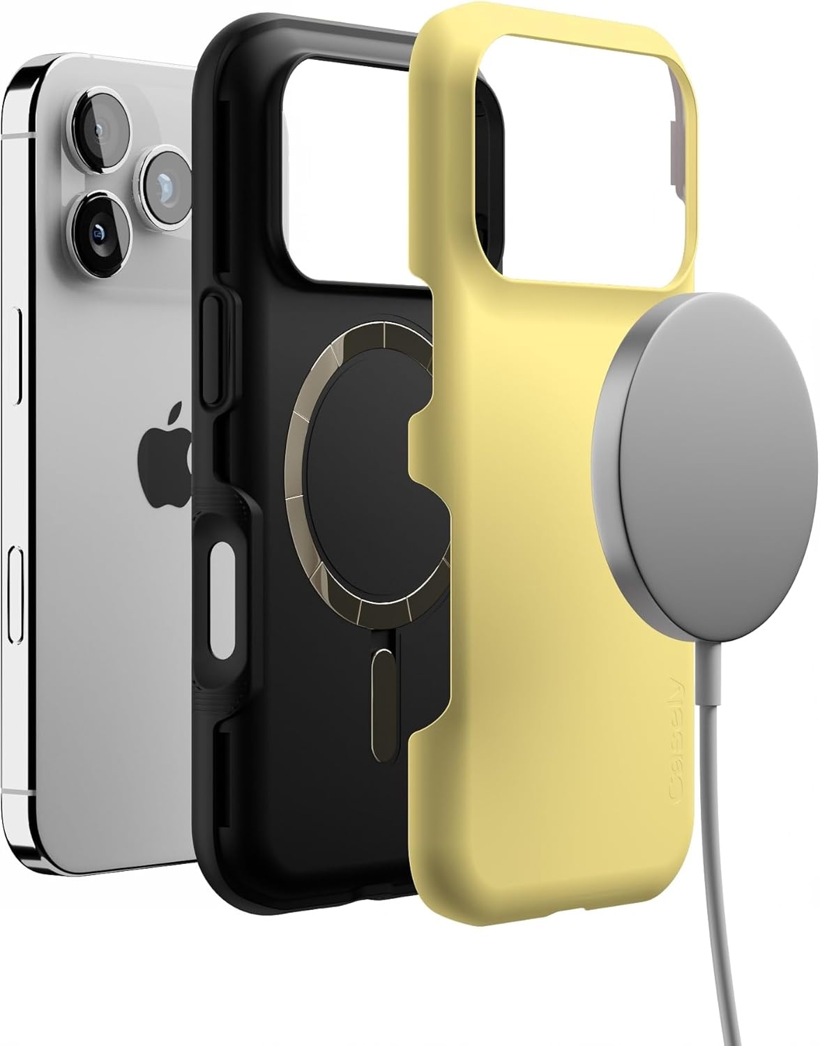 image:imageCasely iPhone 17 Pro Case Into the Wild Black Leopard Bold Protective Design MagSafe Compatible DesignButter Me Up Butter Yellow