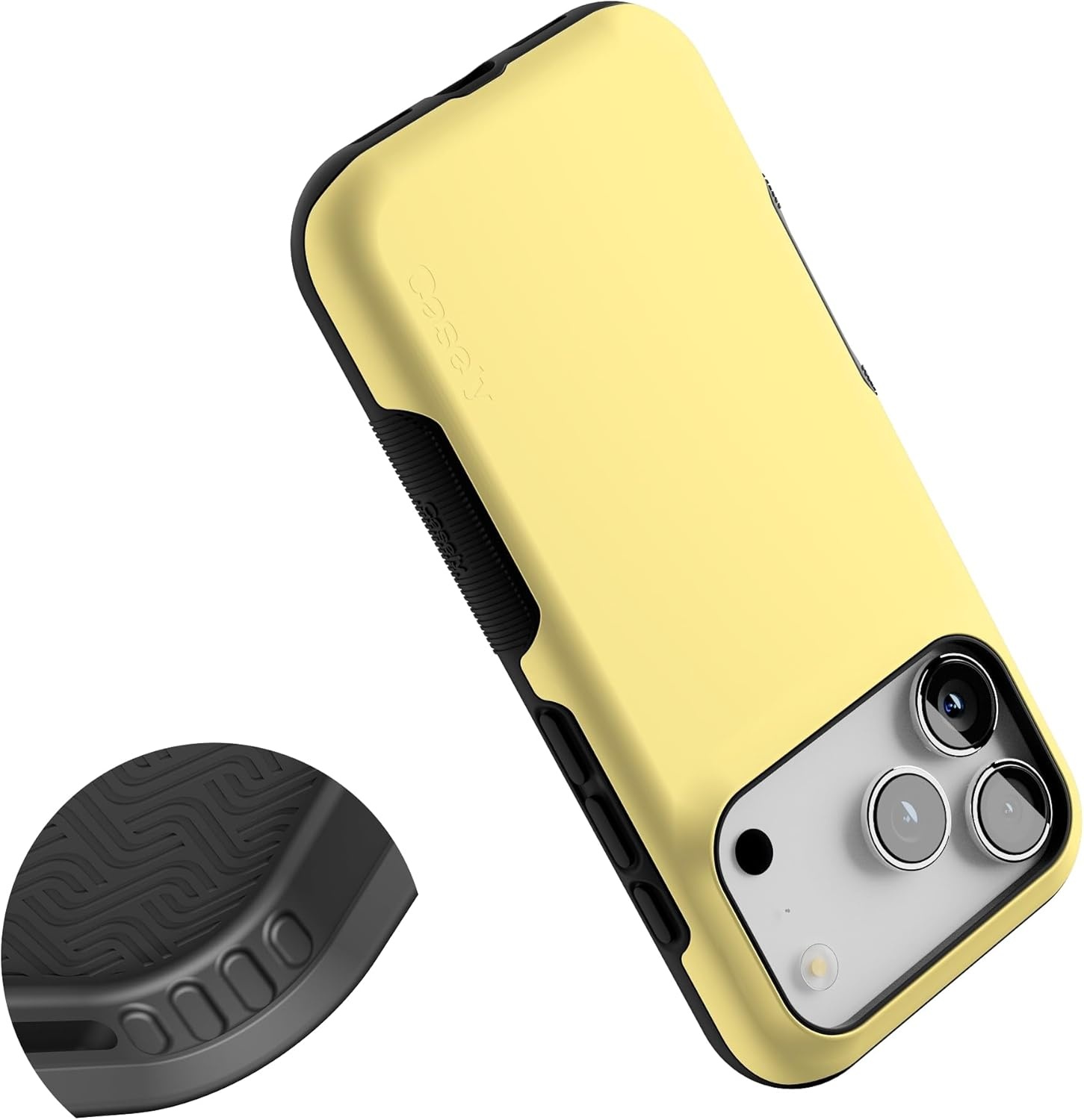 image:imageCasely iPhone 17 Pro Case Into the Wild Black Leopard Bold Protective Design MagSafe Compatible DesignButter Me Up Butter Yellow