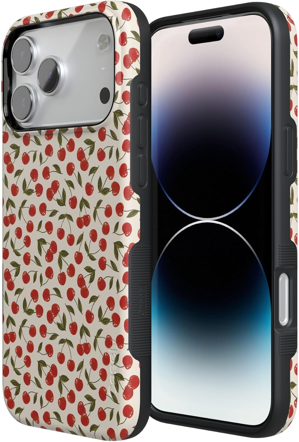 image:imageCasely iPhone 17 Pro Case Into the Wild Black Leopard Bold Protective Design MagSafe Compatible DesignCherry on Top Red Cherries