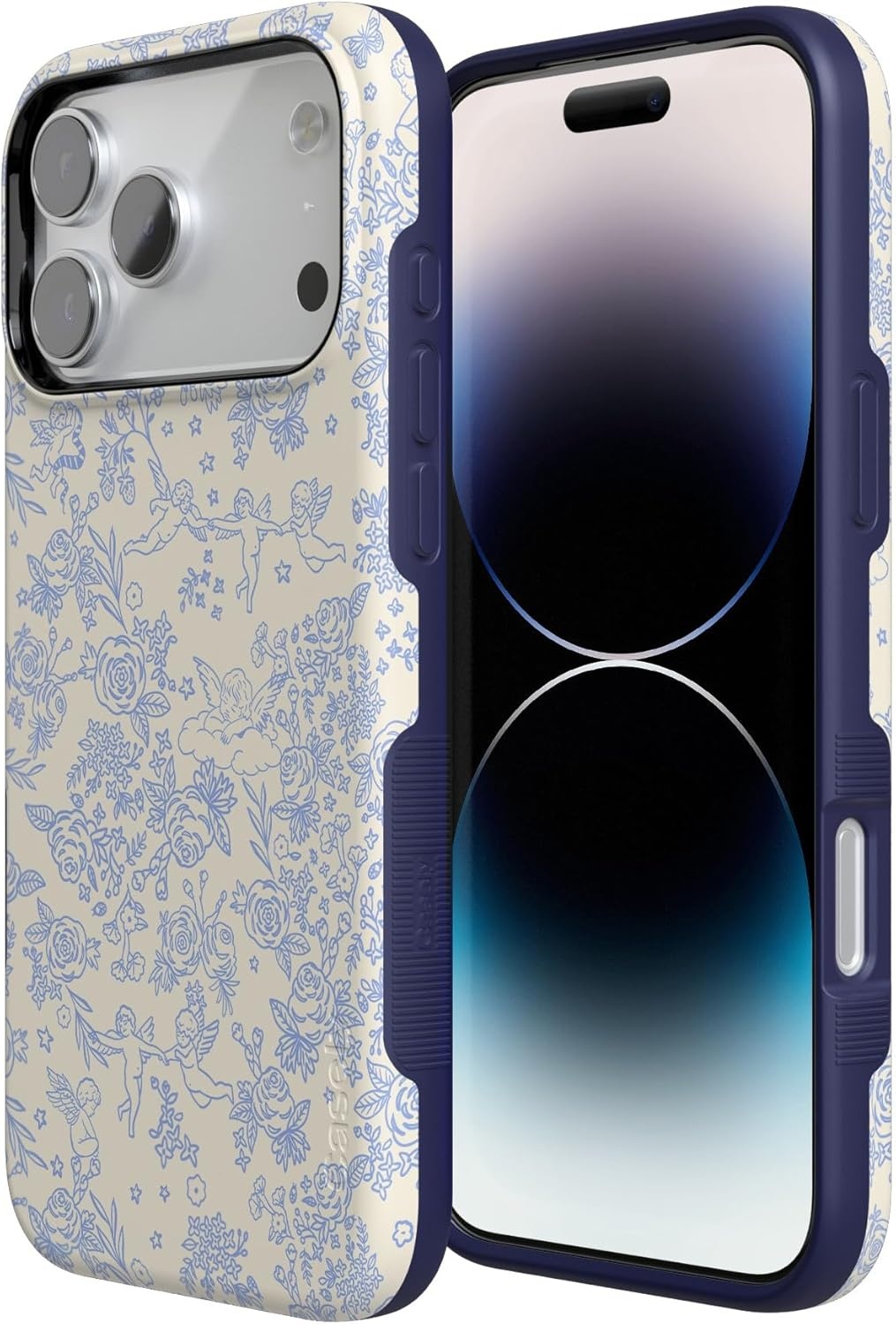 image:imageCasely iPhone 17 Pro Case Into the Wild Black Leopard Bold Protective Design MagSafe Compatible DesignCupids Canvas Periwinkle Floral